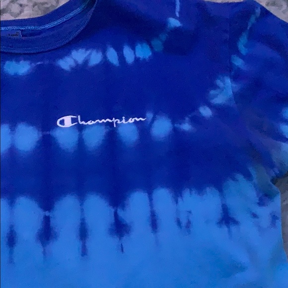blue tie dye champion crop top - Picture 2 of 2